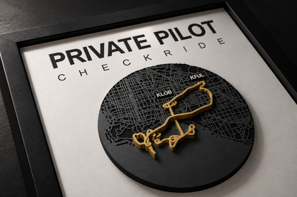 Close-up of FlightFrame raised 3D map relief and gold flight route detail