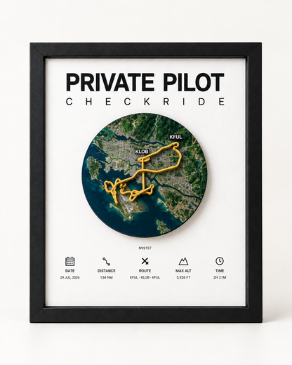 FlightFrame Satellite style framed custom 3D flight map on a neutral studio background